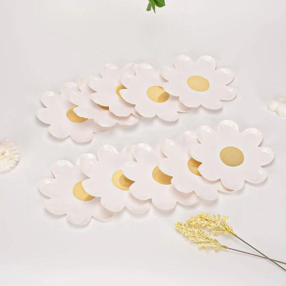 10 шт. одноразовая посуда для пикника в виде ромашки маленькая бумажная тарелка для торта новая тарелка для ужина в виде цветка