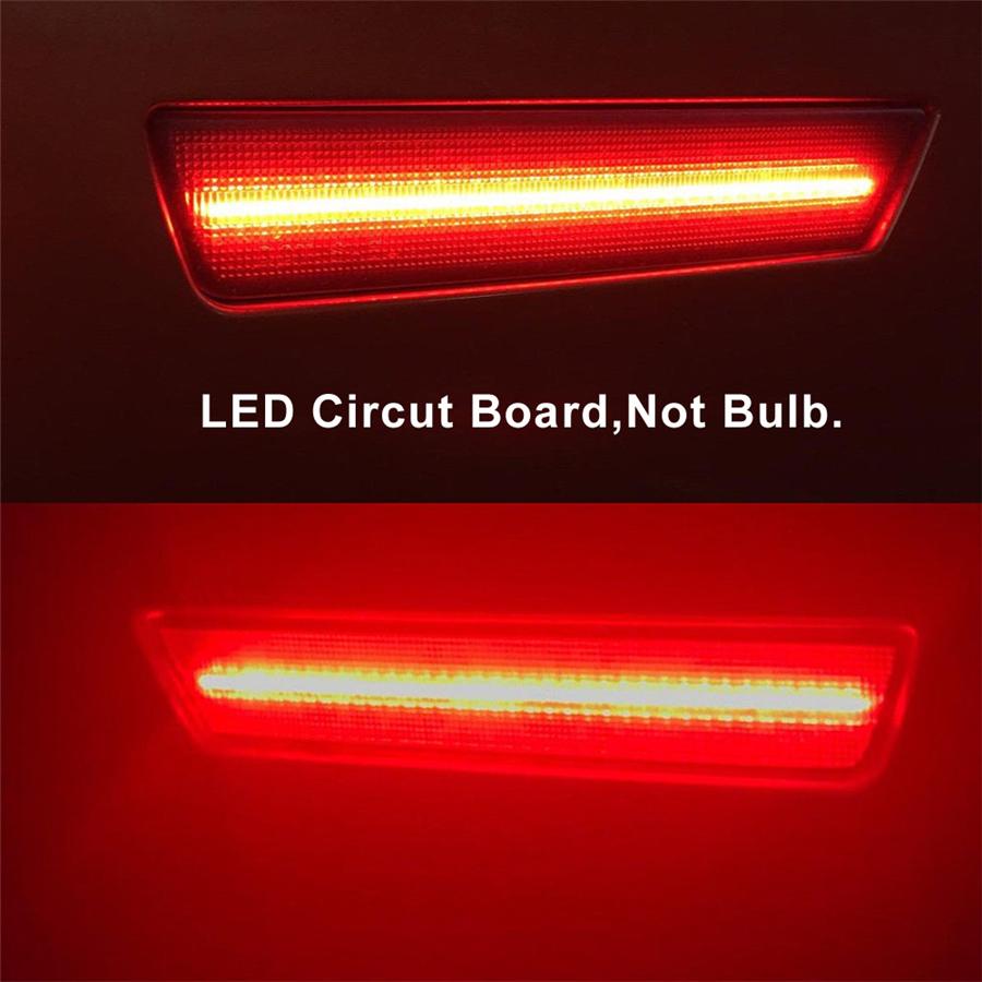 1Set Smoked Lens Rear Side Marker Lamps w/Red LED Lights Fit For 2015+ Ford Mustang