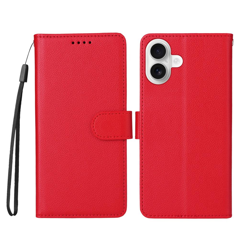 For iPhone 16 Case RFID Blocking 3 Card Slots PU Leather Phone Cover with Wrist Strap