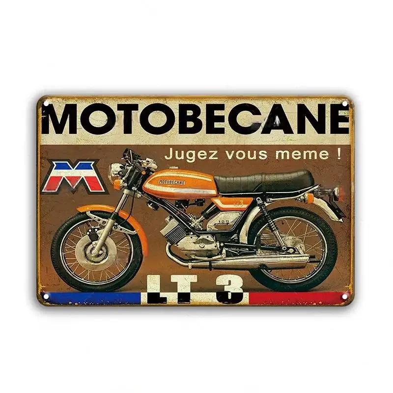 Винтажный мотоцикл Декоративная металлическая пластина Постер Ржавая потертая жестяная вывеска Декор для стен гаража бара Поделки Табличка Жестяные вывески