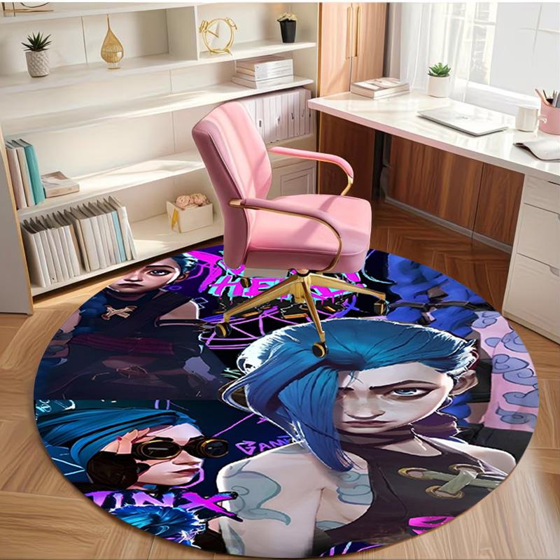 Jinx Print Round Rug, Washable Floor Carpet, For Entryway Dorm Laundry Room Office Study, Home Decor Birthday Christmas Gift