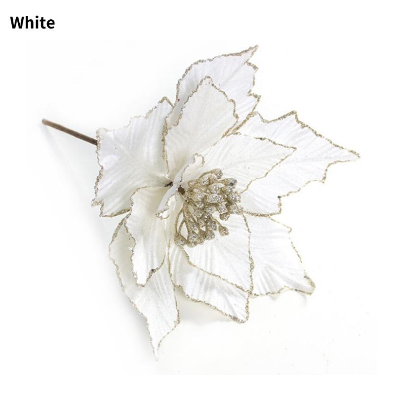 1 шт. блестящая рождественская цветочная головка из искусственного шелка, сделай сам, украшение на рождественскую елку на новый год