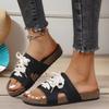 Comfortable Summer Cross Women's Lace-up New Slippers Casual Foreign Trade Large Size Style Help Noodles Rome Europe and America