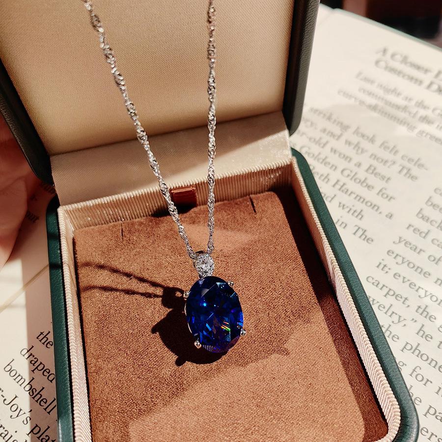 Дизайн тяжелой промышленности высокого класса Реалистичный королевский синий набор Роскошный кулон с бриллиантами Открытое кольцо Цветные серьги с розовыми бриллиантами