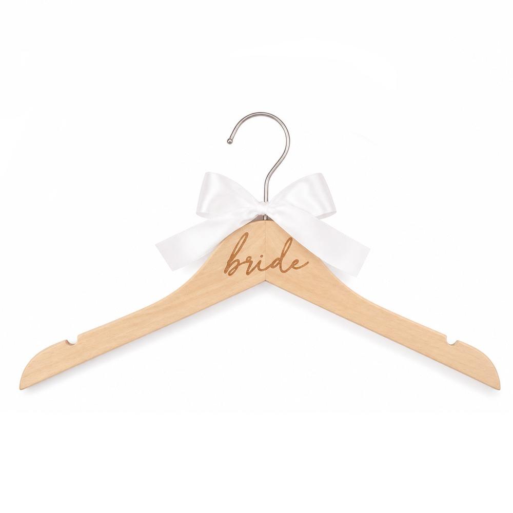 Laser Engraved Wooden Bride Clothes Hanger Wedding Suit Hanger Groom Suit Storage
