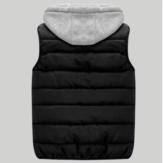 Men Autumn Winter Warm Vest with Hood Zipper Closure Waterproof Cold Prevention Sleeveless Casual Jacket Vest