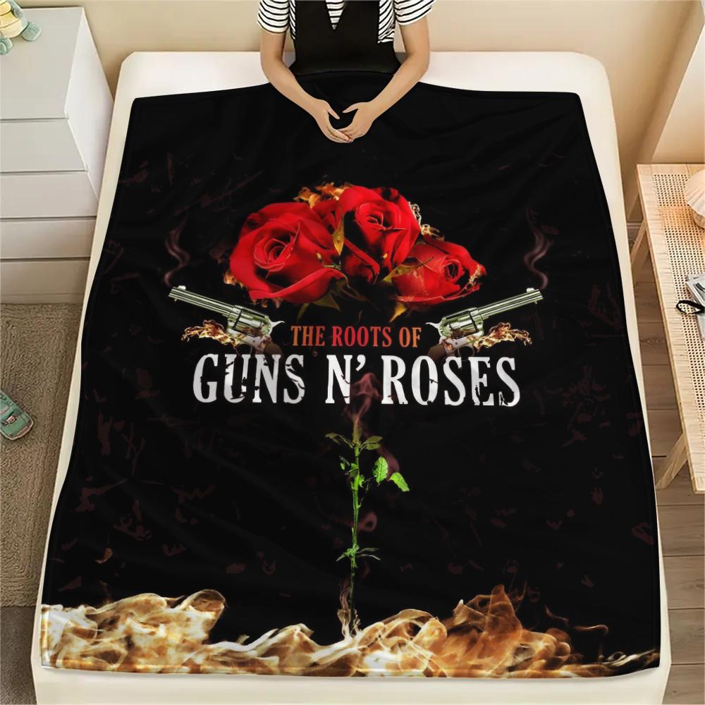 Guns N' Roses, клетчатый фланелевый плед, высокое качество, комфортный для всех сезонов, домашний декор, тепло и уют, идеально для подарков.