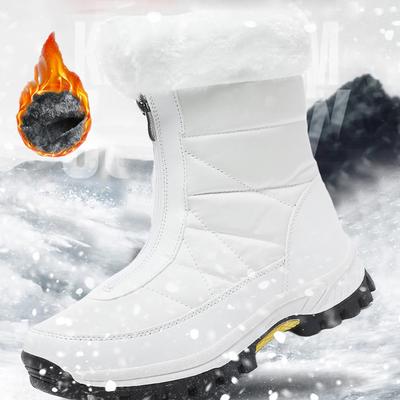 Женские зимние кожаные ботинки Женская зимняя обувь Сохраняют тепло Нескользкие Черные сноубутсы Женские ботинки на шнуровке Белые ботинки