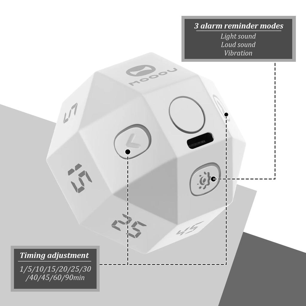 Вращающийся таймер Помодоро 11 предустановленных значений Настольный таймер для продуктивности Перекидной таймер Перезаряжаемый мини-таймер Настольный таймер для продуктивности при работе и учебе