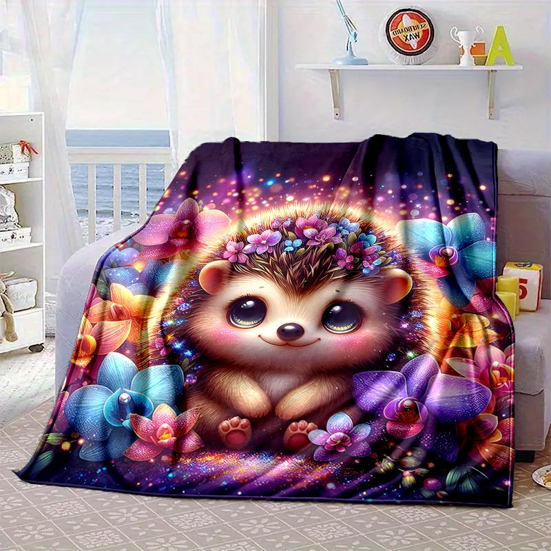 Sleepy Hedgehog Dreams Blanket Flannel Blanket for bed, sofa, Camping, Hiking, Picnic Essentials, gift for family Fan gifts