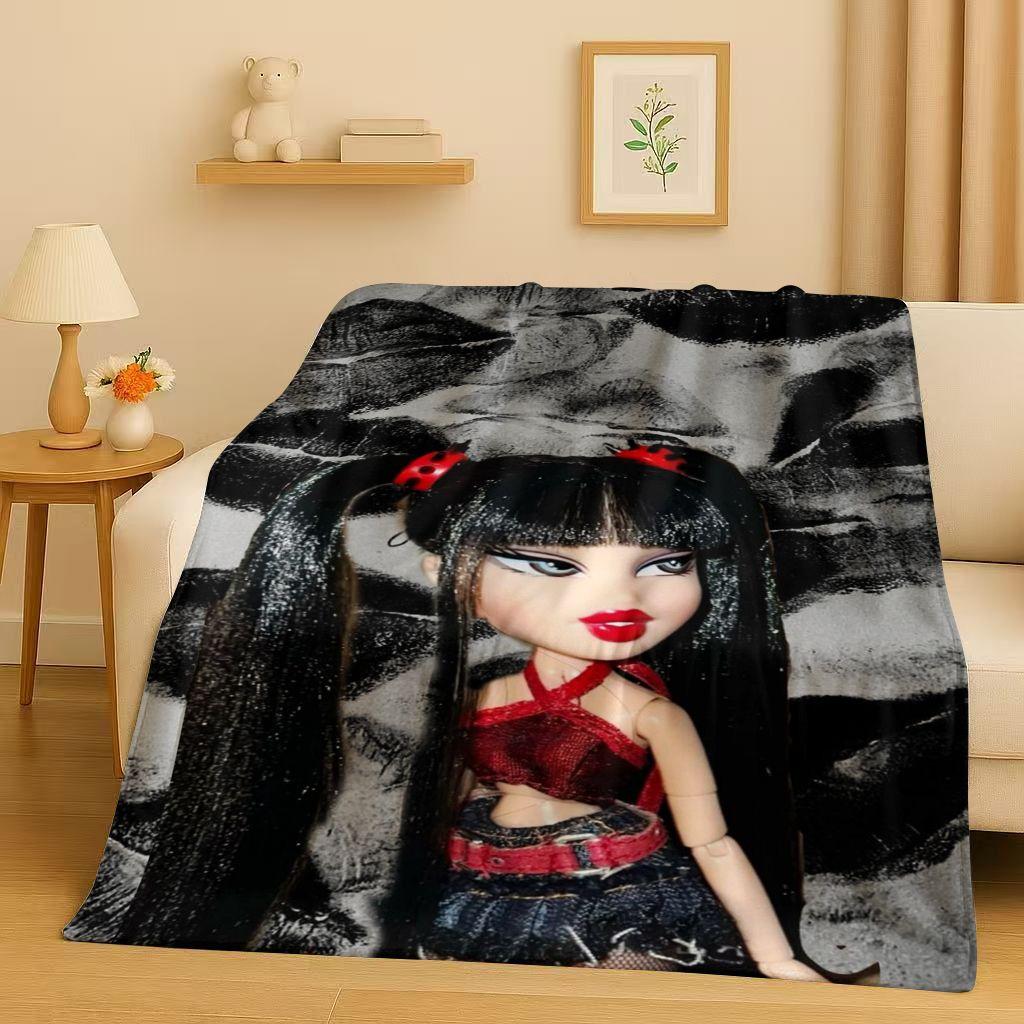3D Cartoon Bratz Doll Girl Flannel Blanket,Ultra Soft Warm Plush Throw for Home Bedroom Bed Sofa Cover Office Gift Kids Picnic