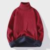 Men's Solid Color High Collar Fleece Sweater - European & American Casual Pullover Jacket for Autumn/Winter