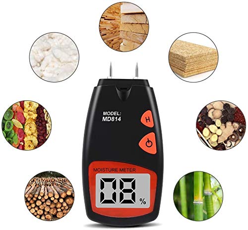 Dr.Meter® Digital Wood Moisture Meter, MD814, for measuring wood moisture (easy to use), 4-pin type, with carrying case