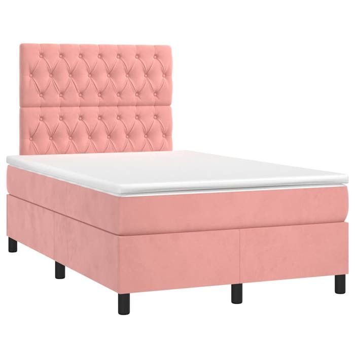 Sommier tapissier - Maison Exclusive - Rose - Velours - 120 x 190 cm