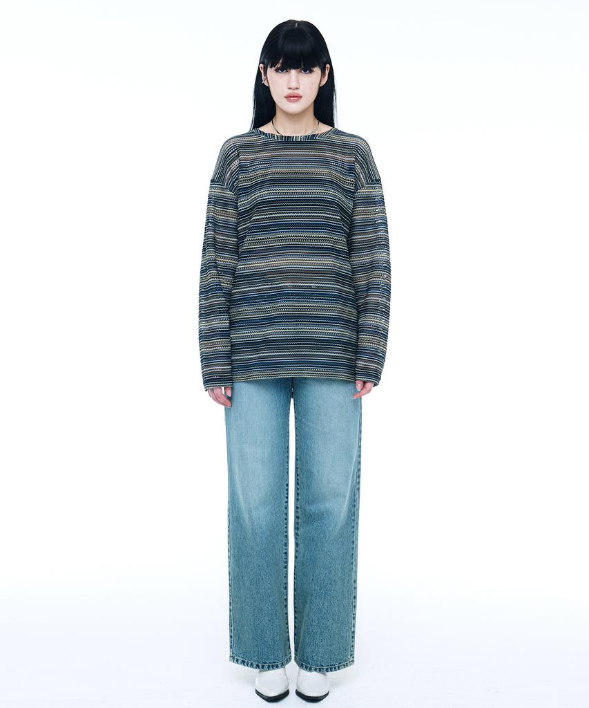 C WEAR BY THE GENIUS Прозрачный вязаный пуловер для творчества Синий
