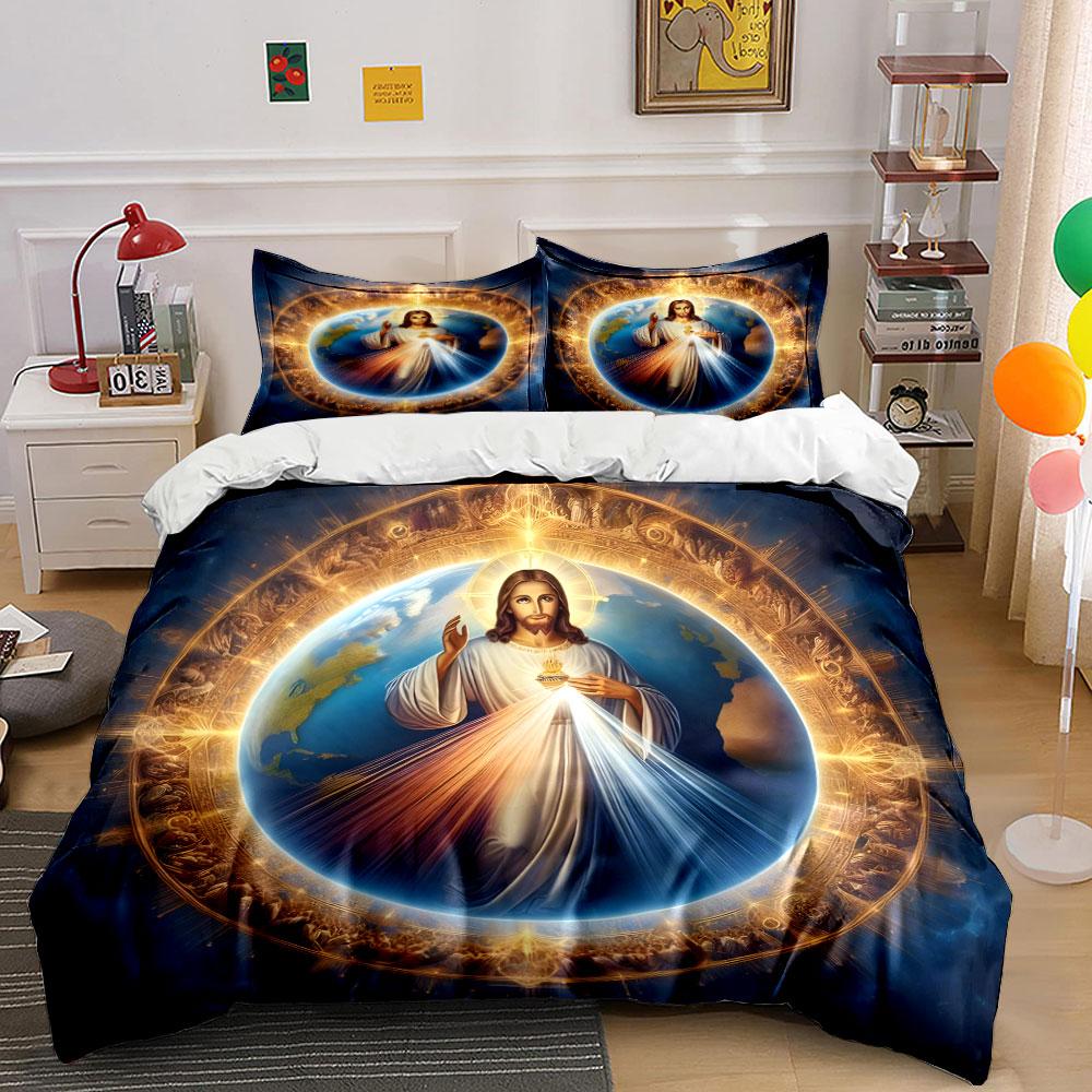 Sacred Divine Symbolic Three-Piece Set kid's and adults' bedroom decor, Exquisite three-piece bedding set gift