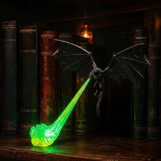 Предметы из коллекции «Таинственное фэнтези» 3D-печатный Декор-полка Огненный Дракон, Светильник для книжной полки «Летающий уголок», Черный дизайн Мифическое Существо