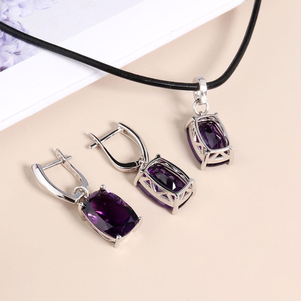 Простой дизайн, Южная Африка, аметист, натуральные драгоценные камни, ювелирные изделия, 925 серебро, ожерелье, серьги, комплект ювелирных изделий для женщин, подарки