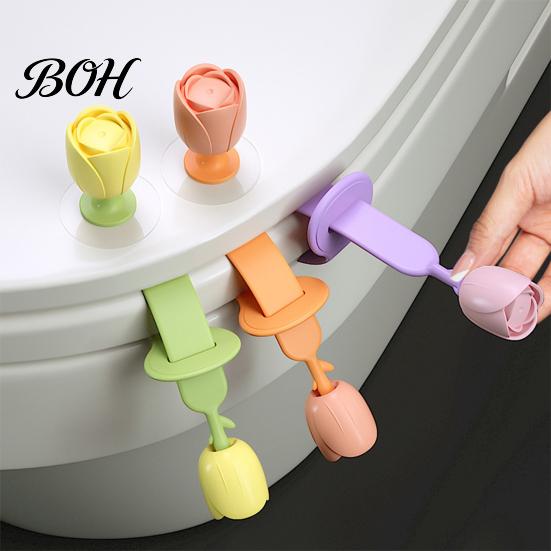 Convenient Bathroom Tool Toilet Lid Lifter with Flower Handle, Silicone Easy Lifting Opener, Anti-slip Gadget, No-touch Seat Handle for Gadgets