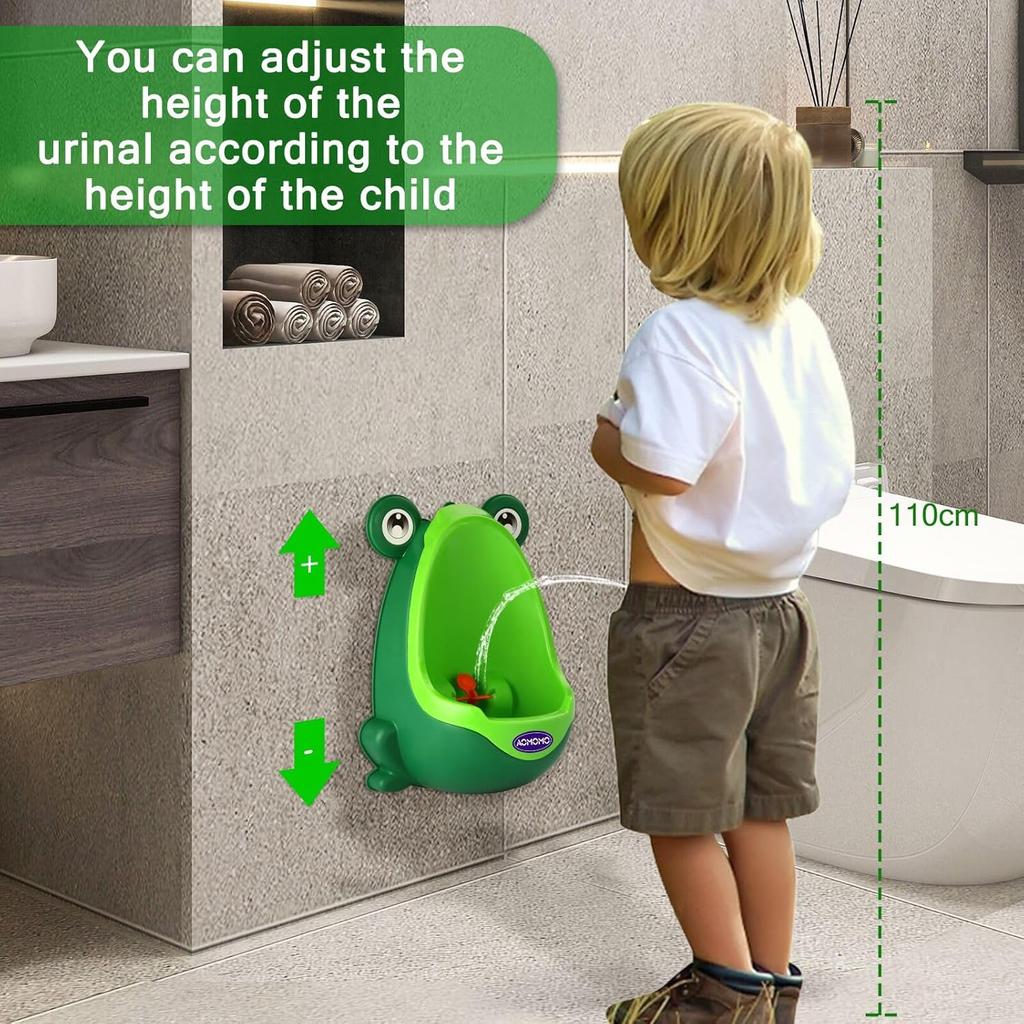 Toddler Urinal for Boys, Frog Potty Training Toilet with Spinning Target, Ages 1-6 (Green)