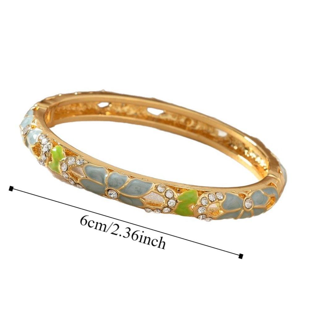 Chinese Style Vintage Cloisonne Bangle Enamel Women's Hand Bracelet Hollow Out Flower Bangle Girls