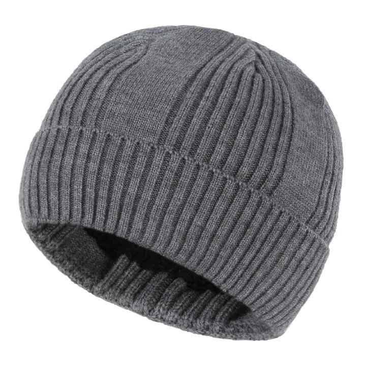 Men's Winter Fleece-Lined Thermal Wool Hat Versatile Cold-Weather Protection Adult Knitted Beanie