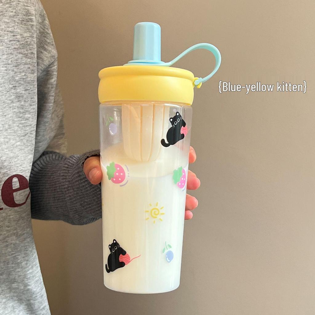 Портативный стакан с трубочкой большой емкости для девочек - Цветочный дизайн