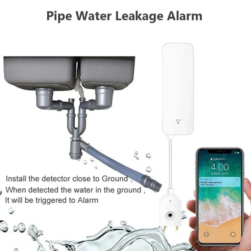Tuya WiFi Zigbee Датчик протечки воды, Детектор протечки воды, Оповещения в приложении Smartlife, Сигнализация о затоплении, Домашняя безопасность