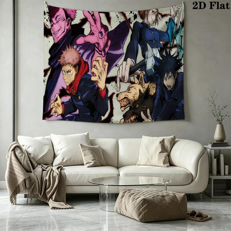 Anime Jujutsu Kaisen Wall Tapestry Aesthetic Wall Hanging Printed Fabric Blanket Decorative Tapestries for Bedroom Living Room Home Decor