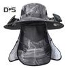 Wide Brim Sun Hat with 2 Solar Fan UV Protection Bucket Hat with Neck Flap And Face Guard 3 Speed Adjustable Fan Hat for Outdoor Fishing Camping