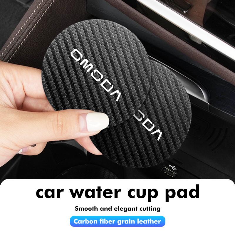 2pcs Car Cup Holder Insert Pad Emblem Coaster Anti-Slip Mat For Chery Omoda 5 C5 E5 C9 9 EV PHEV 2024 2025 Z4