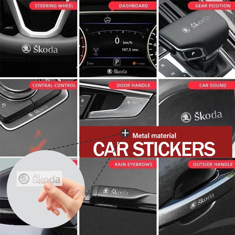 3D Metal Car Interior Dekoration Stickers Badges Auto Styling For Skoda Fabia Kodiaq Kamiq Superb Yeti Octavia Enyaq Rapid FD9