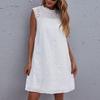 Sleeveless Loose White Lace Dress Women Summer New Hollow Out Hook Flower Loose Casual Dress Female Plus Size Vintage A-line Dresses 587