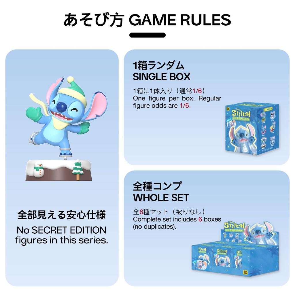TOP TOY Disney Stitch Moedoraku Series Box 6 Gachapon Blind Box Figure Soft Vinyl PVC Premium Toy Birthday Present Stitch Christmas Gift [Assorted