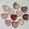 10 Pcs Japanese Cute Plaid Heart Shaped Button Girls Wool Coat Cardigan DIY Sewing Decoration Women's Clothing Sewing Accessories