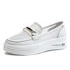Leather little white shoes women's 2025 summer new thick-soled heightening one-pedal casual single shoes women's mesh breathable women's shoes
