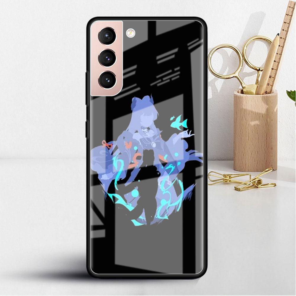Стеклянный чехол для Samsung Galaxy S22 S20 FE S21 5G S10 S9 Plus Note 10 20 Lite закаленный чехол для телефона аниме Genshin Impact Cool