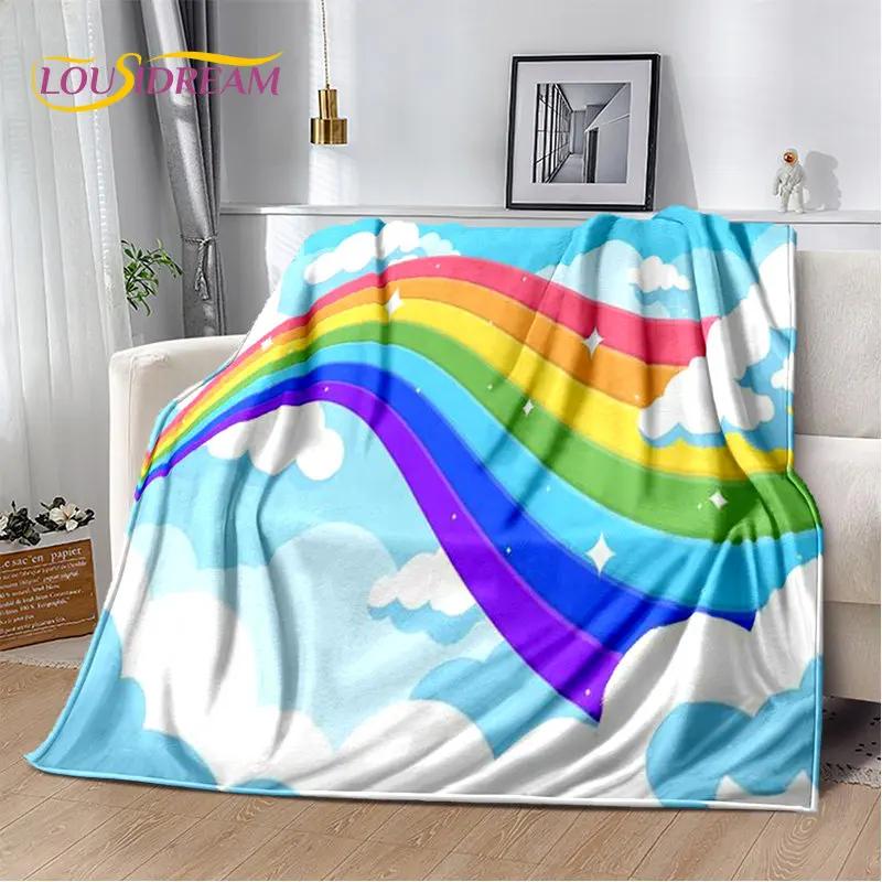 Мягкое плюшевое одеяло с радужной цветной иллюзией, фланелевое одеяло, одеяло для гостиной, спальни, кровати, дивана, чехол для пикника