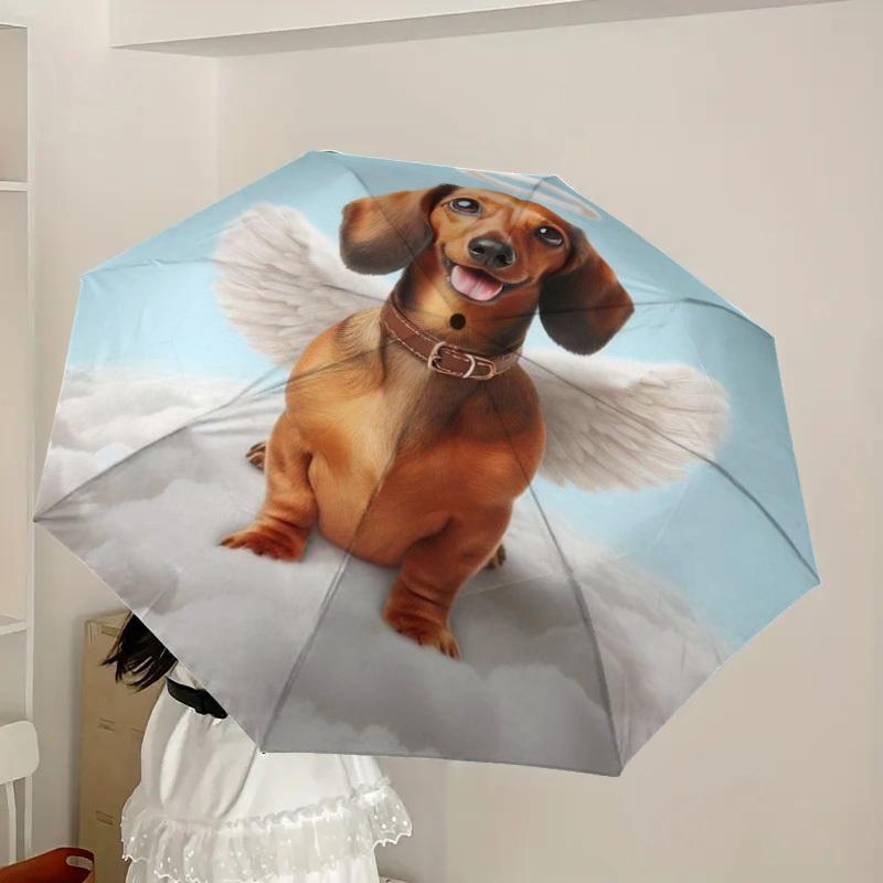 1pc Angel Dog in Heaven Umbrella with Plastic Handle,Suitable for All Seasons Home Travel Outdoor UmbrellaDD1754