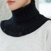 Women Fake Scarf High Collar Twist Texture Ruffle Trim Solid Color Knitting Collar Autumn Winter Thickened Warm False Collar