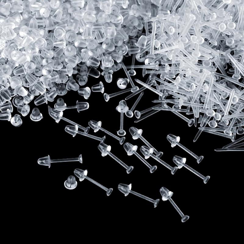 Diy Ear Jewelry Transparent Ear Plug Earring Needle Invisible Plastic Ear Stick Flat Blank Ear Stud Plug
