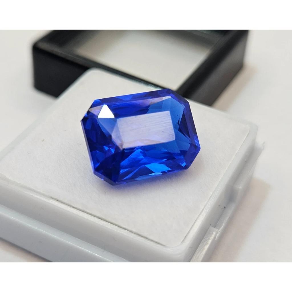 Certified Blue Sapphire Emerald Cut 10-11 Ct Flawless Loose Gemstone