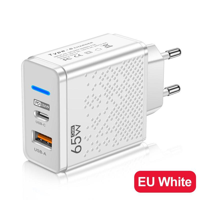 PD 65W Fast Charging Charger Quick Charge 3.0 Phone Charger Adapter Type C Fast Charging Wall Adapter