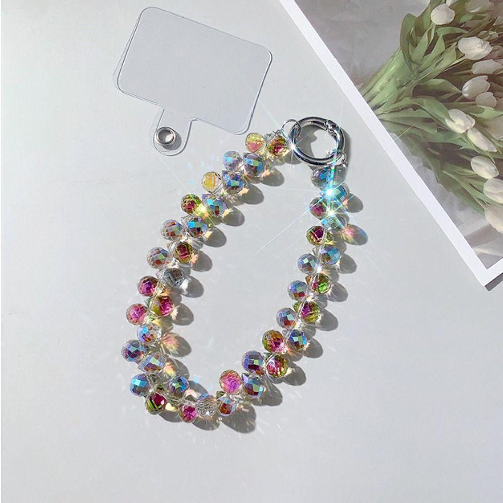 Прозрачный хрустальный брелок с бусинами, съемная сумка, кулон, креативный ремешок для телефона для женщин и девочек