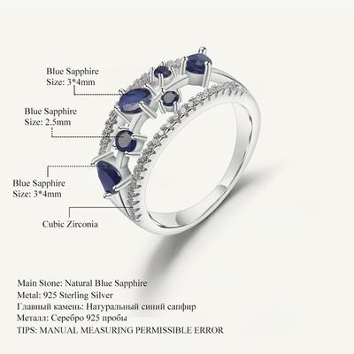 Gb 0,65 карат натуральный синий сапфир кольцо из стерлингового серебра 925 пробы необычные классические овальные кольца с драгоценными камнями для женщин ювелирные изделия