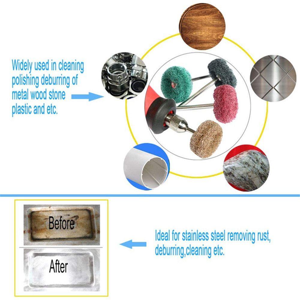 10pcs Burnish Accessories Grinding with 3mm Shank Nylon Buffing Polishing Wheel Drill Abrasive Brush