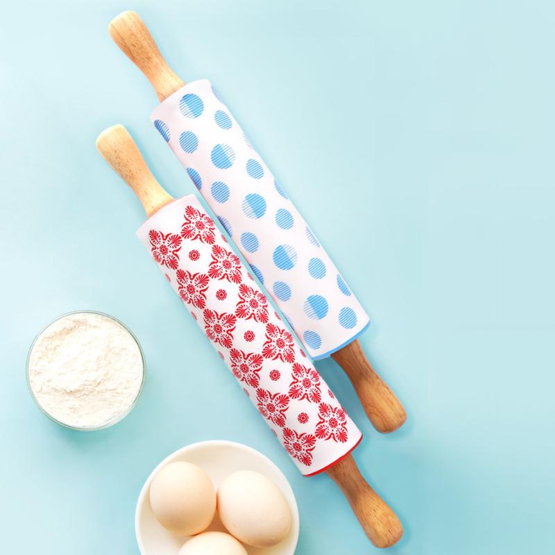 НОВАЯ антипригарная силиконовая скалка с деревянной ручкой для теста и муки, кухонные принадлежности для выпечки и приготовления пищи, 12 дюймов