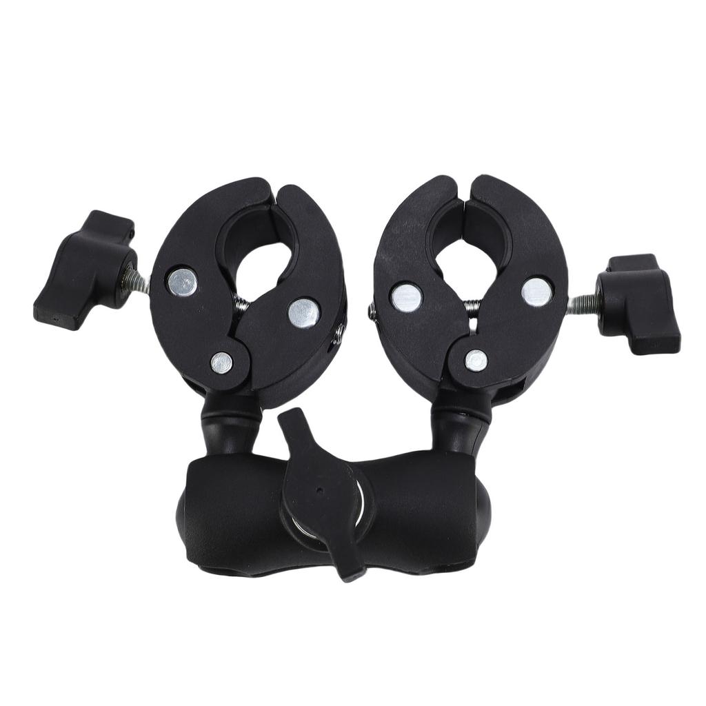 Double Clamp Mount Bracket with 360 Degree Ballhead Articulating Arm Umbrella Holder Camera Clamp Pole Clamp for