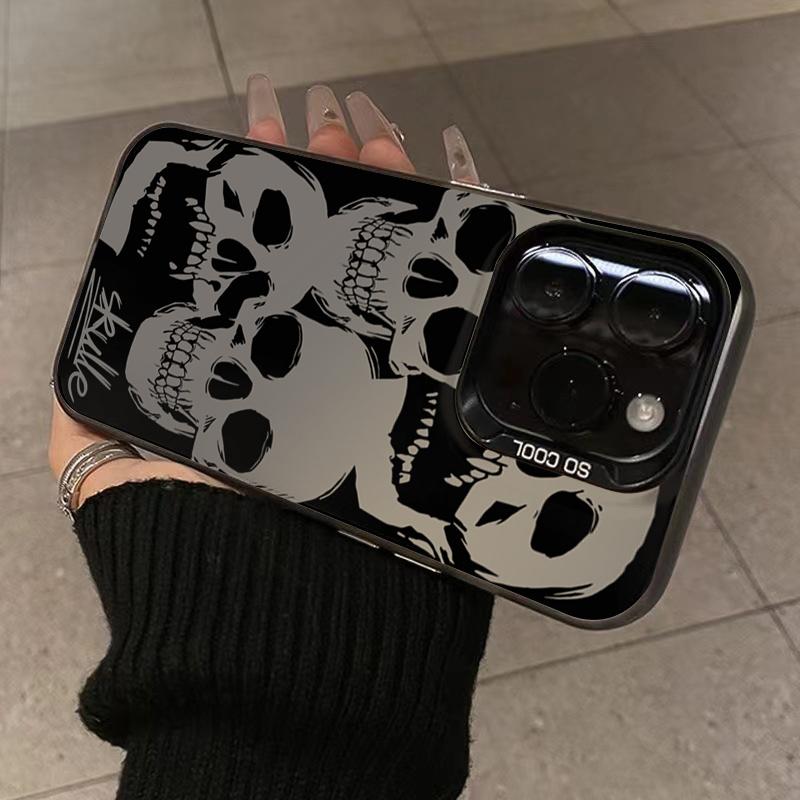Gothic Skull Graffiti Pattern Design Protective Cover for iPhone 17 16 15 14 13 12 11 16E Series Pro Max Plus