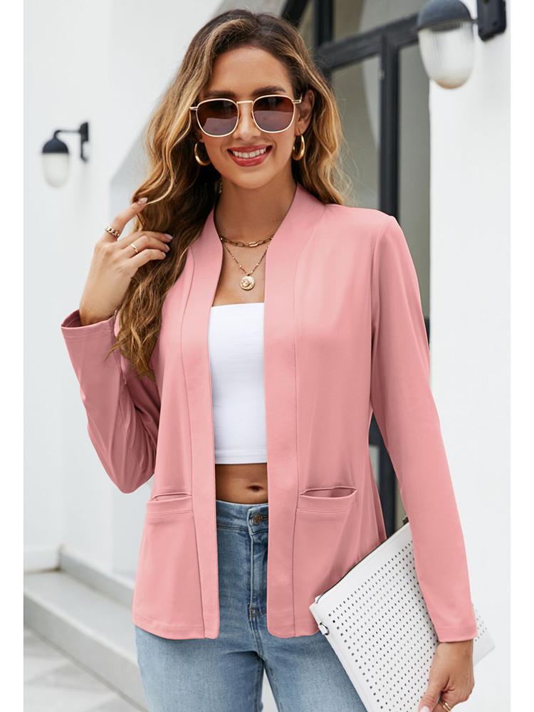 Осенние женские пиджаки с воротником на заказ и карманами, повседневные однотонные однотонные лоскутные женские костюмы с длинными рукавами, пальто, женские рабочие топы